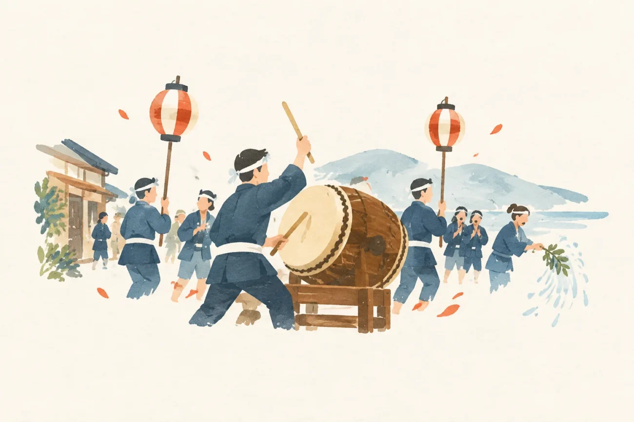 An illustration inspired by Yui no Otaiko Festival