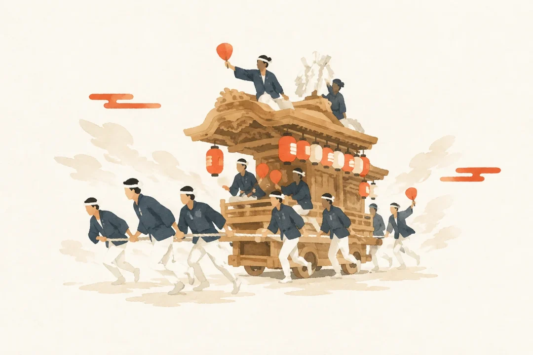 府中だんじり祭をテーマにした祭りのイメージ