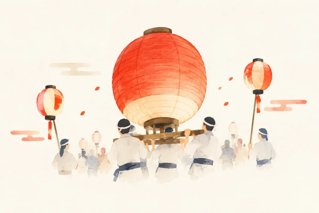 三好稲荷閣夏季大祭奉納行事をテーマにした祭りのイメージ
