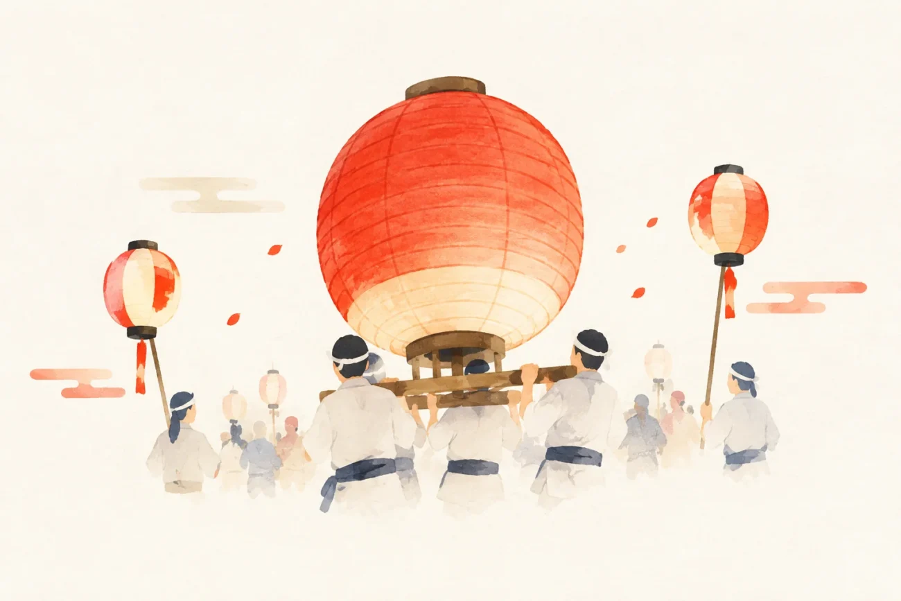 三好稲荷閣夏季大祭奉納行事をテーマにした祭りのイメージ