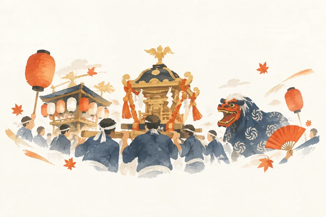 播州の秋祭りをテーマにした祭りのイメージ