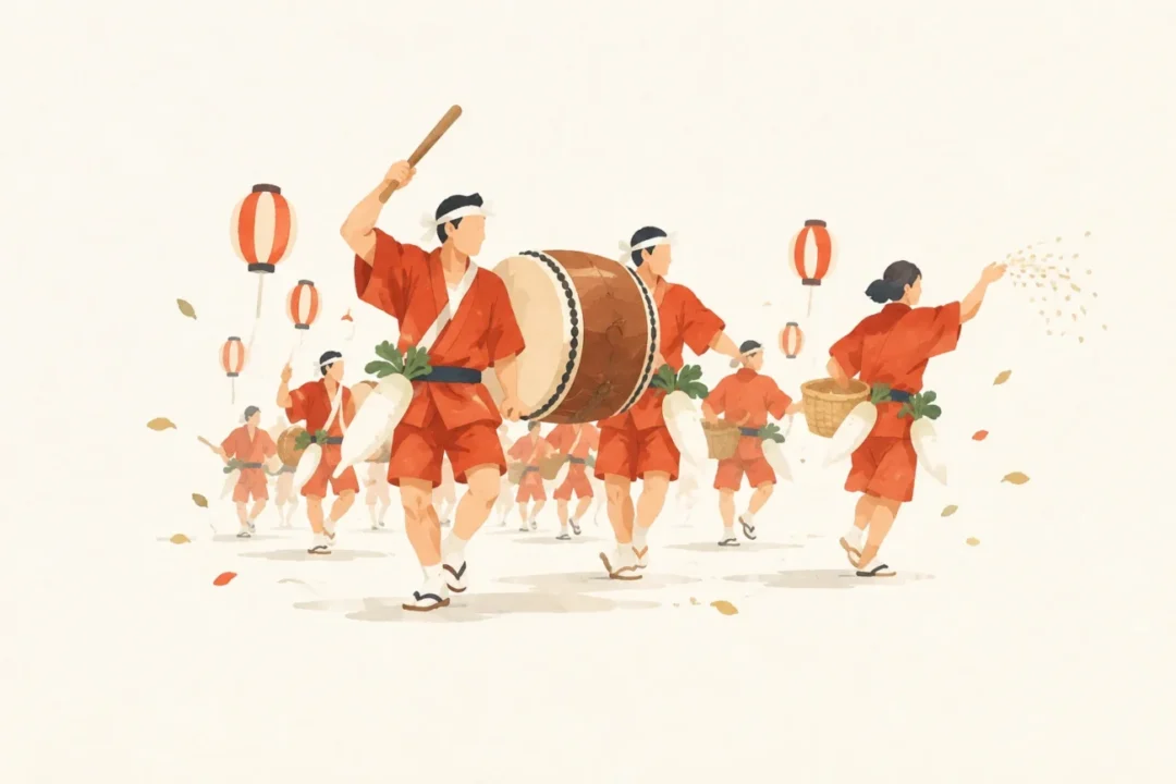 西尾のてんてこ祭をテーマにした祭りのイメージ