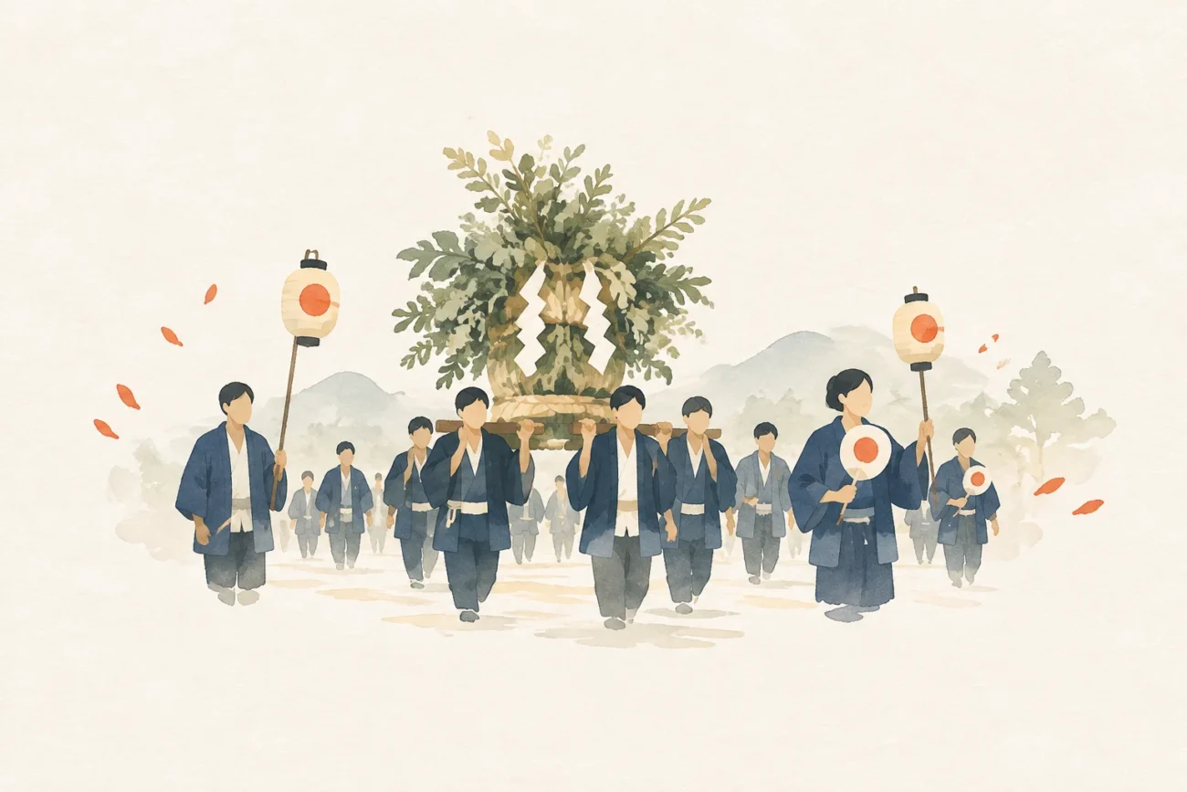 精進祭をテーマにした祭りのイメージ