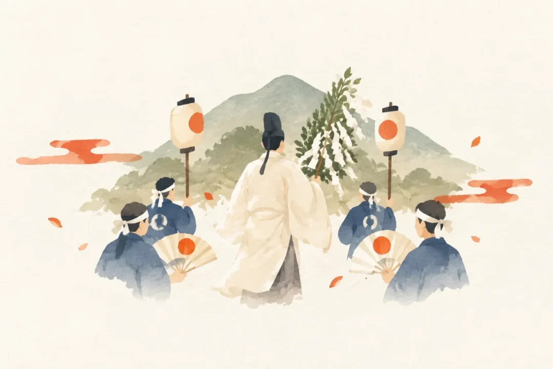 高座原山の神をテーマにした祭りのイメージ