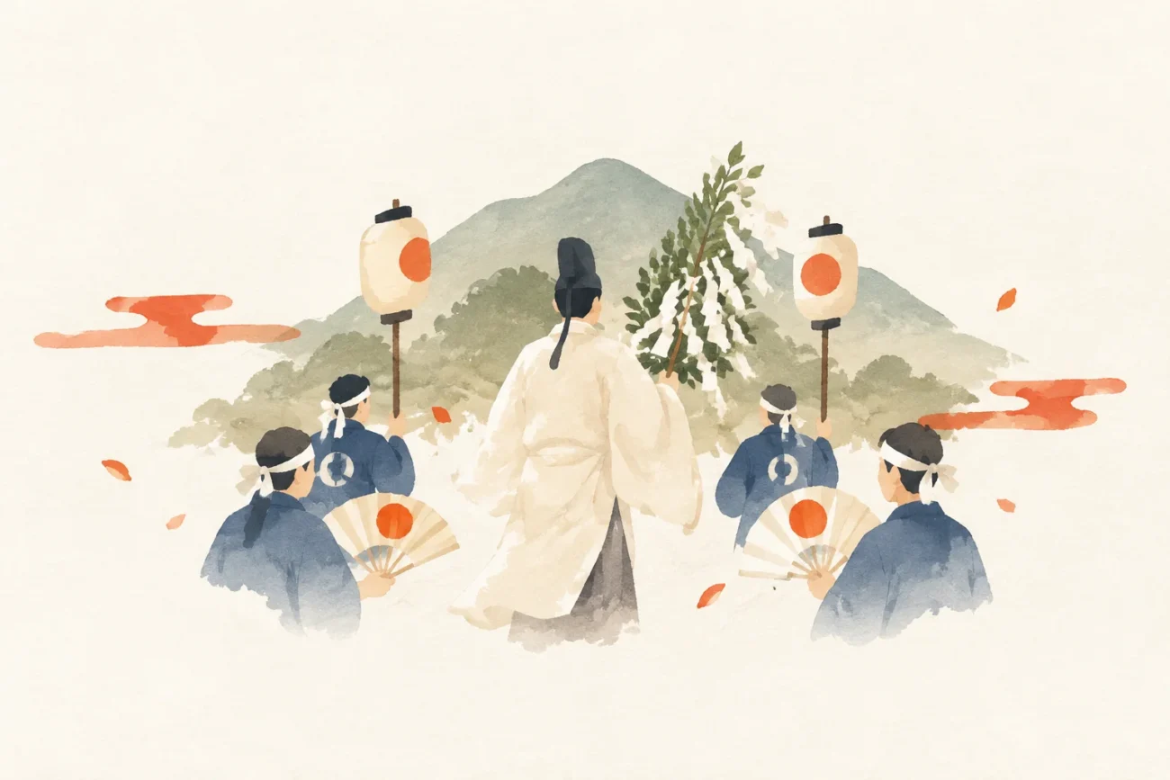 以高座原山神为主题的祭典示意图