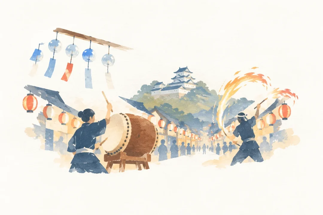 出石藩夏まつりをテーマにした祭りのイメージ