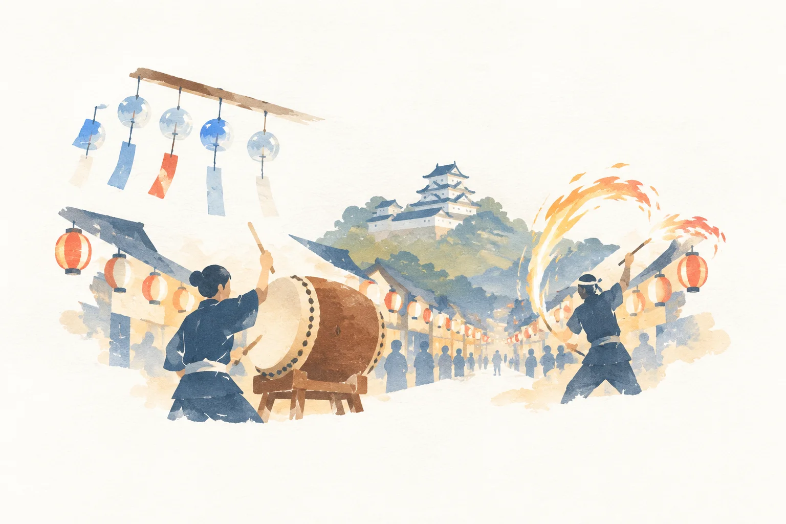 出石藩夏まつりをテーマにした祭りのイメージ