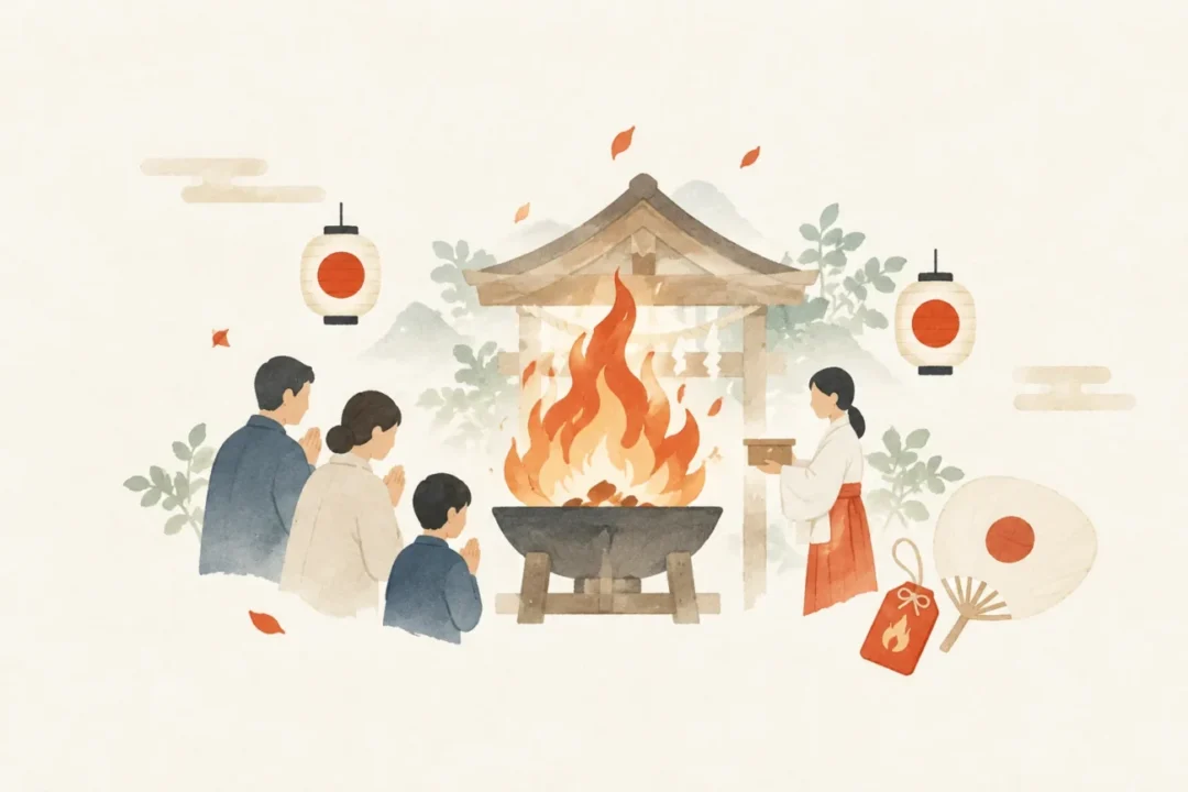 御神火感謝大祭をテーマにした祭りのイメージ