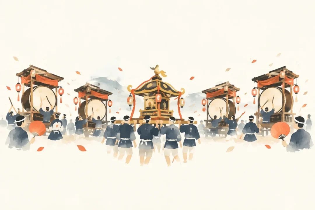 神谷太刀宮大祭をテーマにした祭りのイメージ