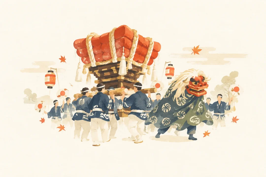 大窪八幡宮秋祭りをテーマにした祭りのイメージ