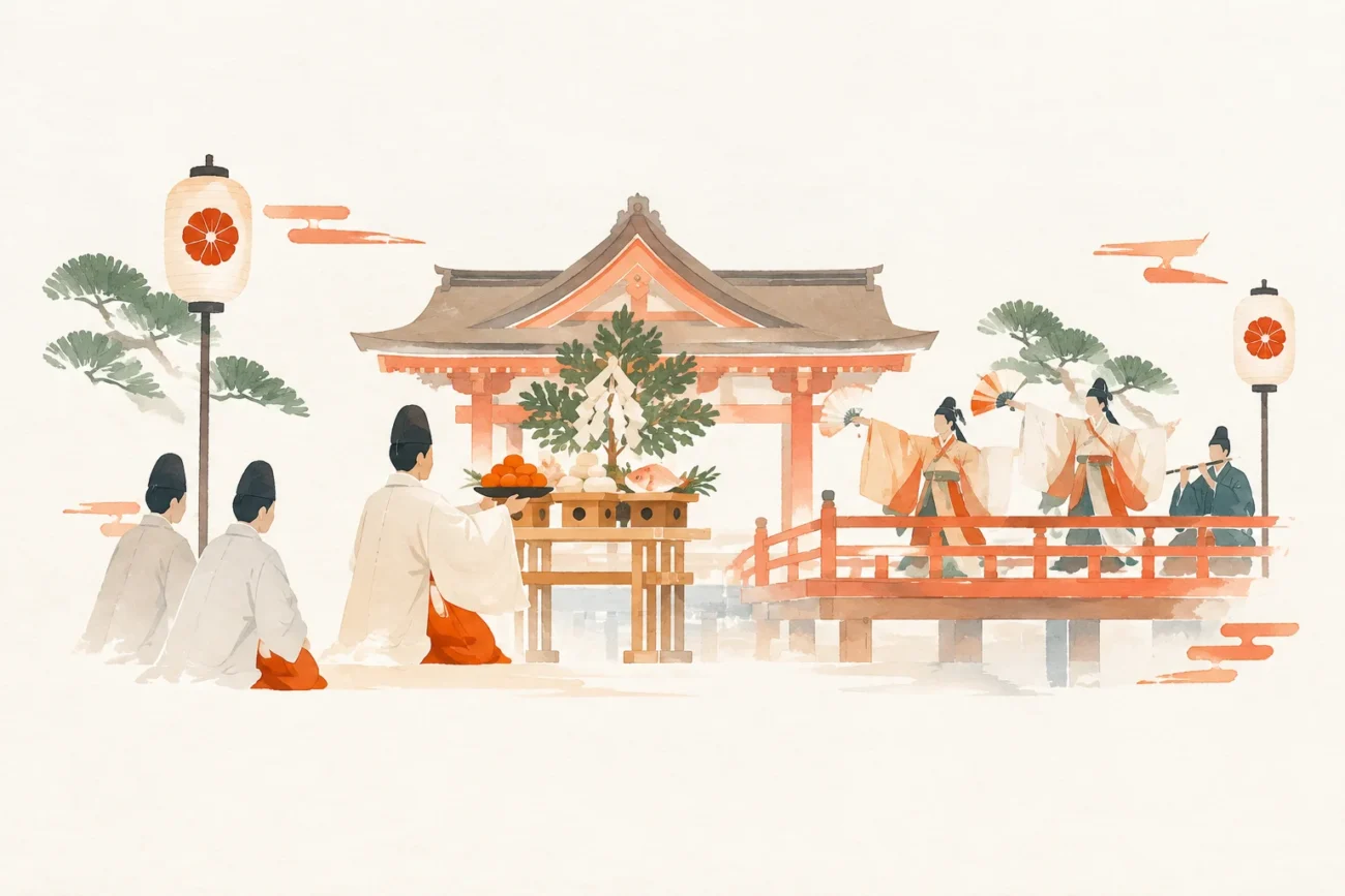 新年竟宴祭をテーマにした祭りのイメージ