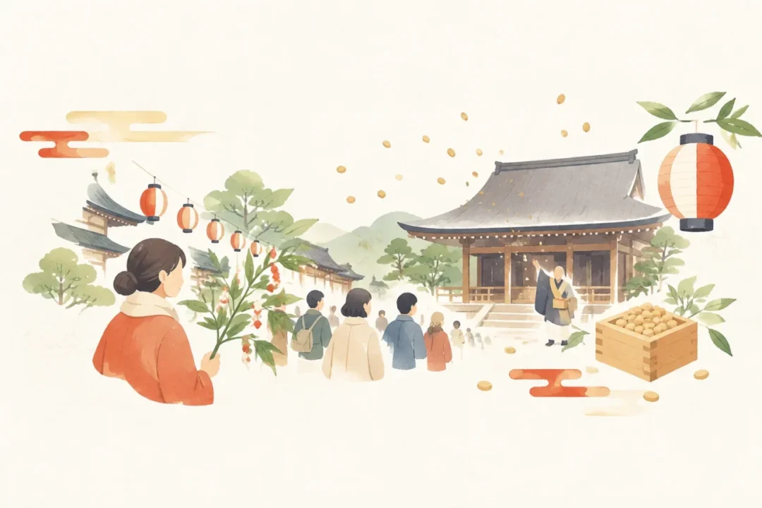 天龍寺七福神めぐり(節分会)をテーマにした祭りのイメージ