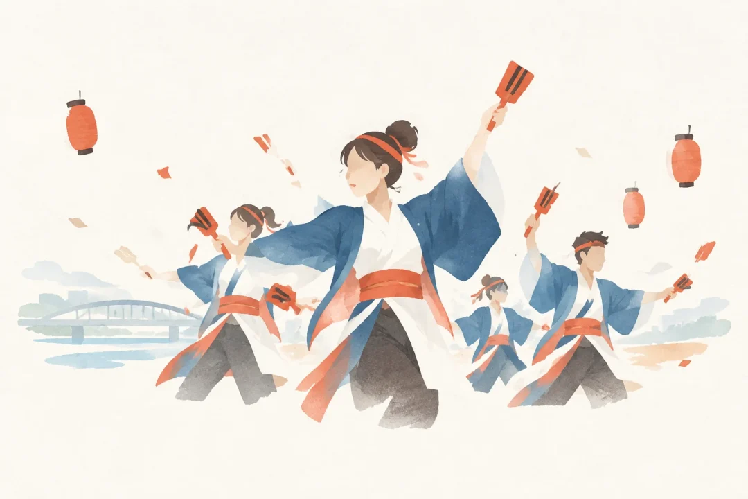 踊っこまつりをテーマにした祭りのイメージ