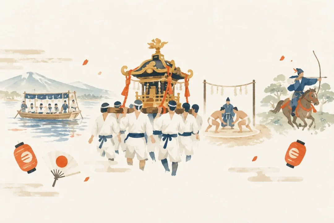 摩気神社神幸祭をテーマにした祭りのイメージ
