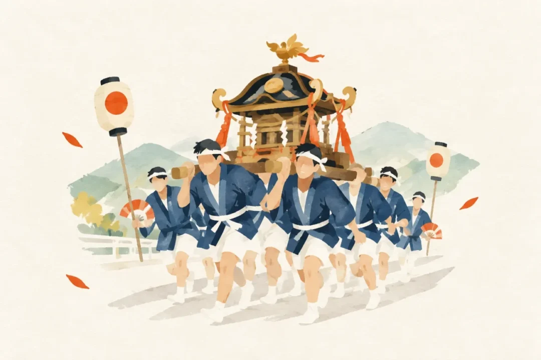 菅原神社例祭をテーマにした祭りのイメージ