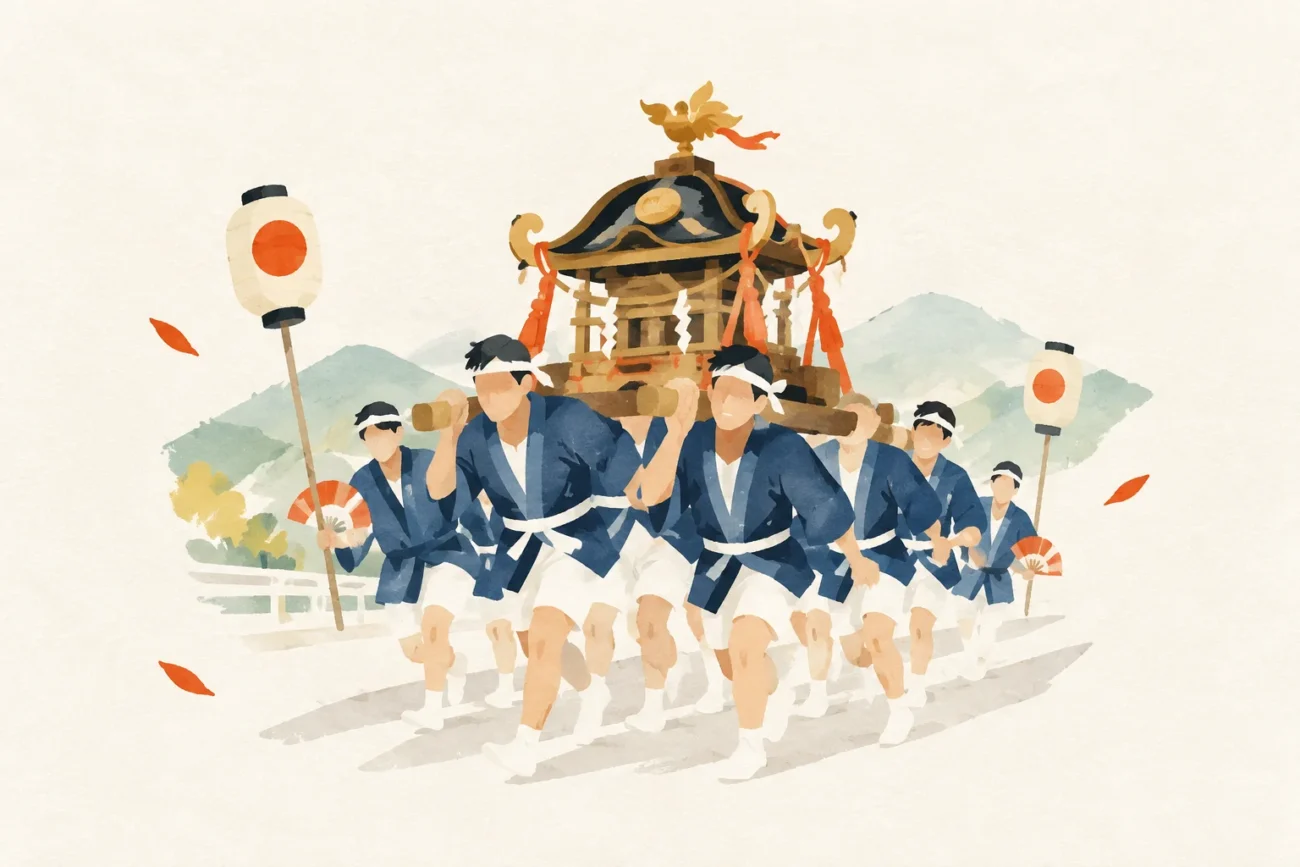 Illustration inspired by the Sugawara Shrine Annual Festival