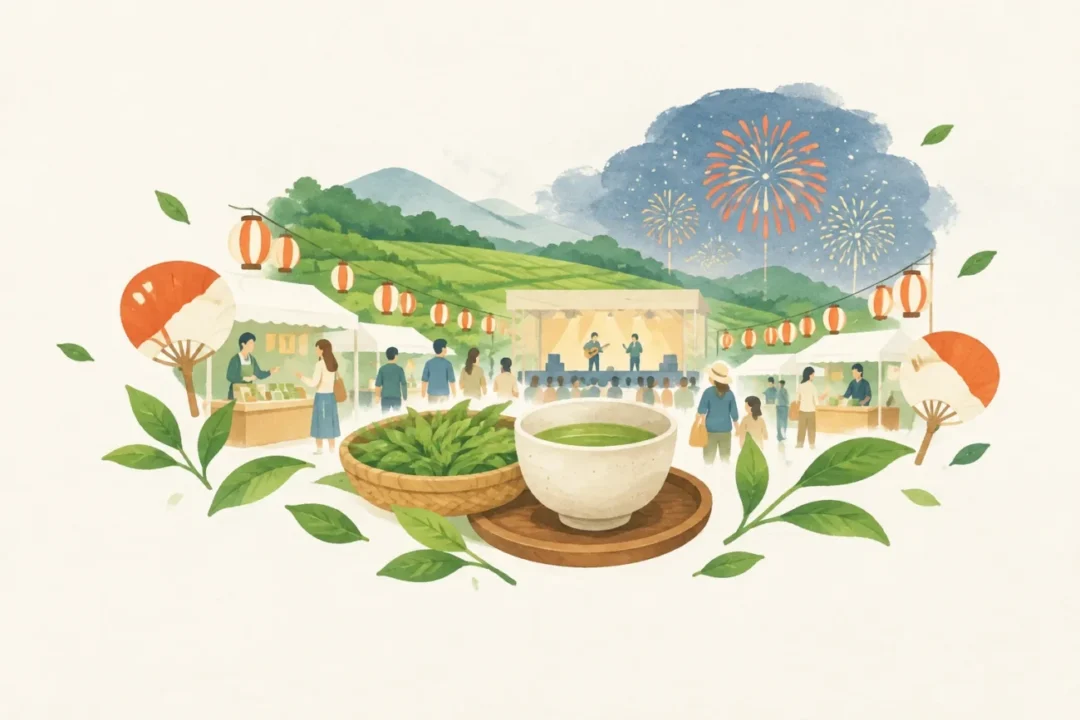 茶源郷まつりをテーマにした祭りのイメージ