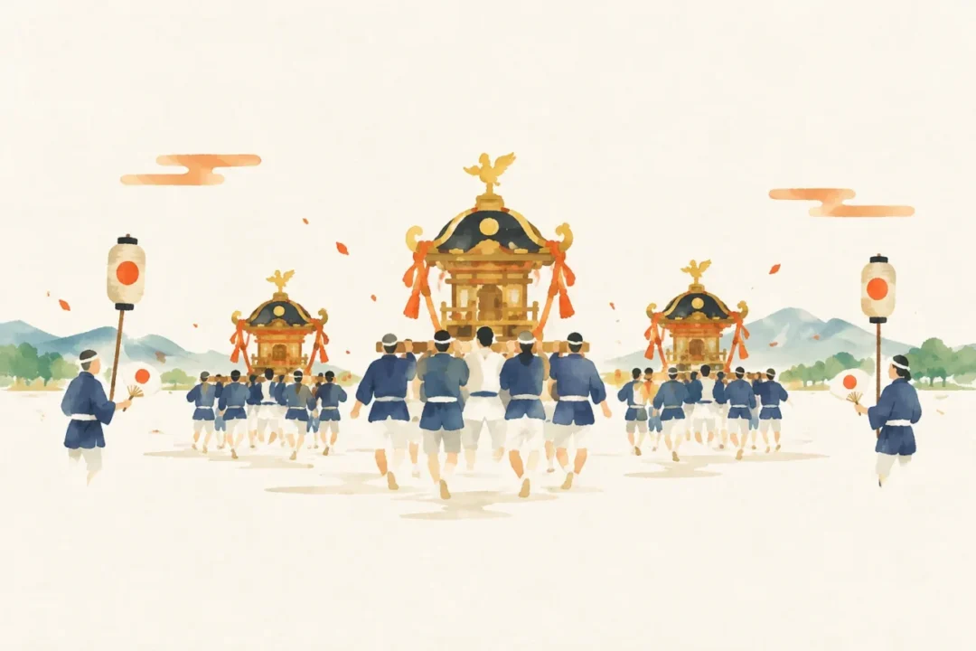 田原祭(三社祭)をテーマにした祭りのイメージ