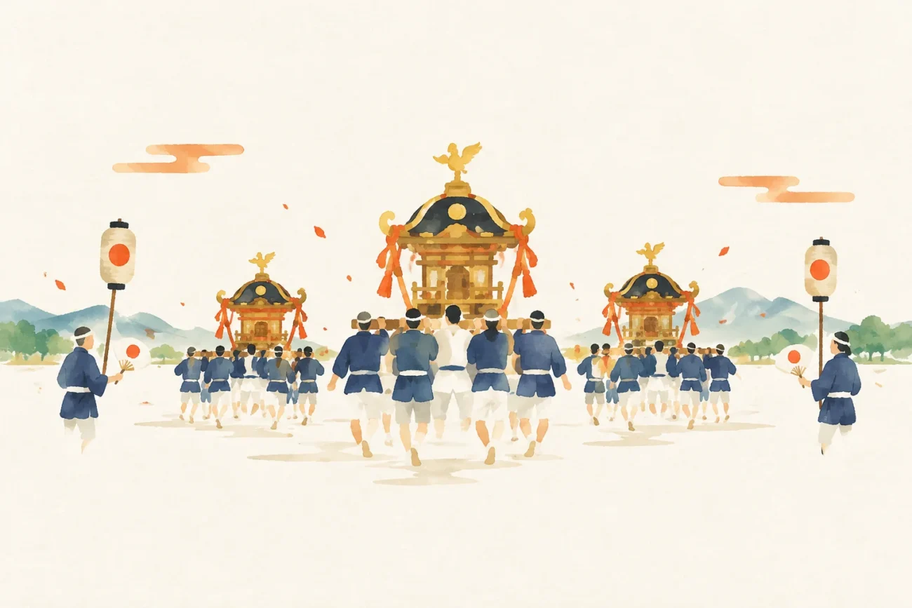 田原祭(三社祭)をテーマにした祭りのイメージ