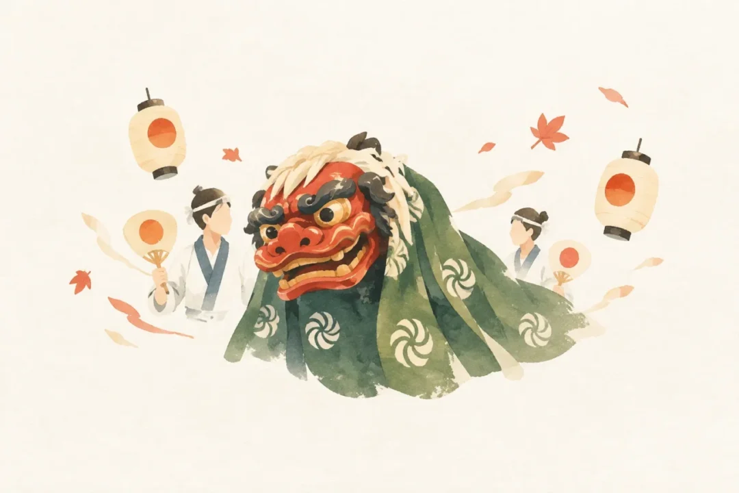 八坂神社獅子神事祭をテーマにした祭りのイメージ