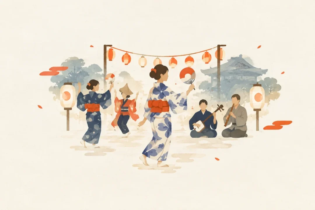 貝塚の東盆踊りをテーマにした祭りのイメージ