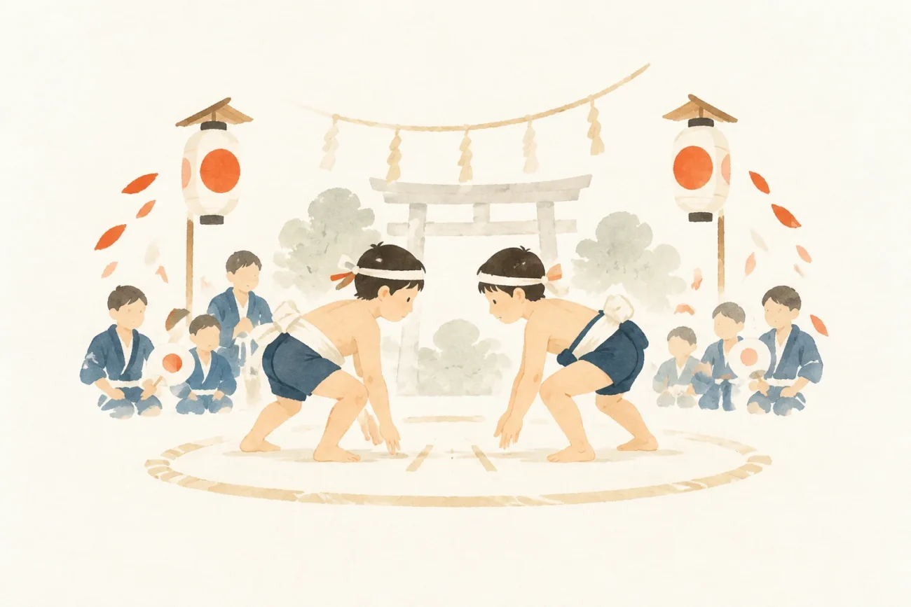小引童子相撲をテーマにした祭りのイメージ