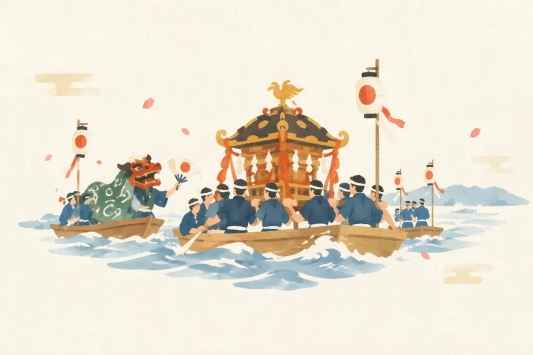 賀露神社春季祭礼行事をテーマにした祭りのイメージ