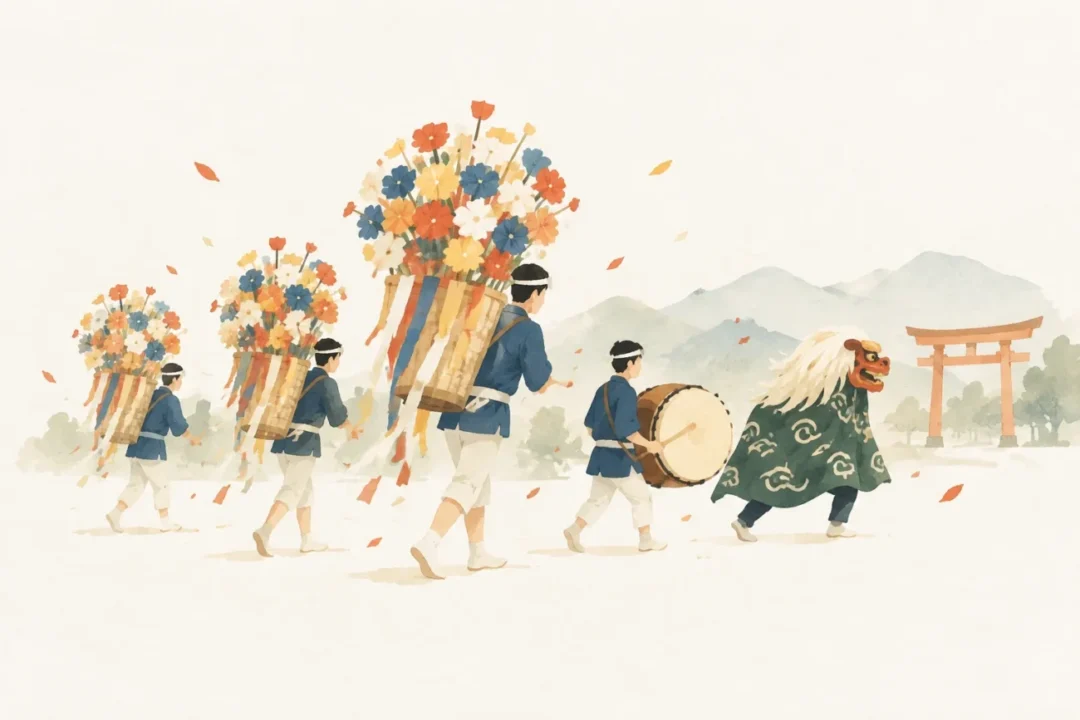 花籠祭をテーマにした祭りのイメージ