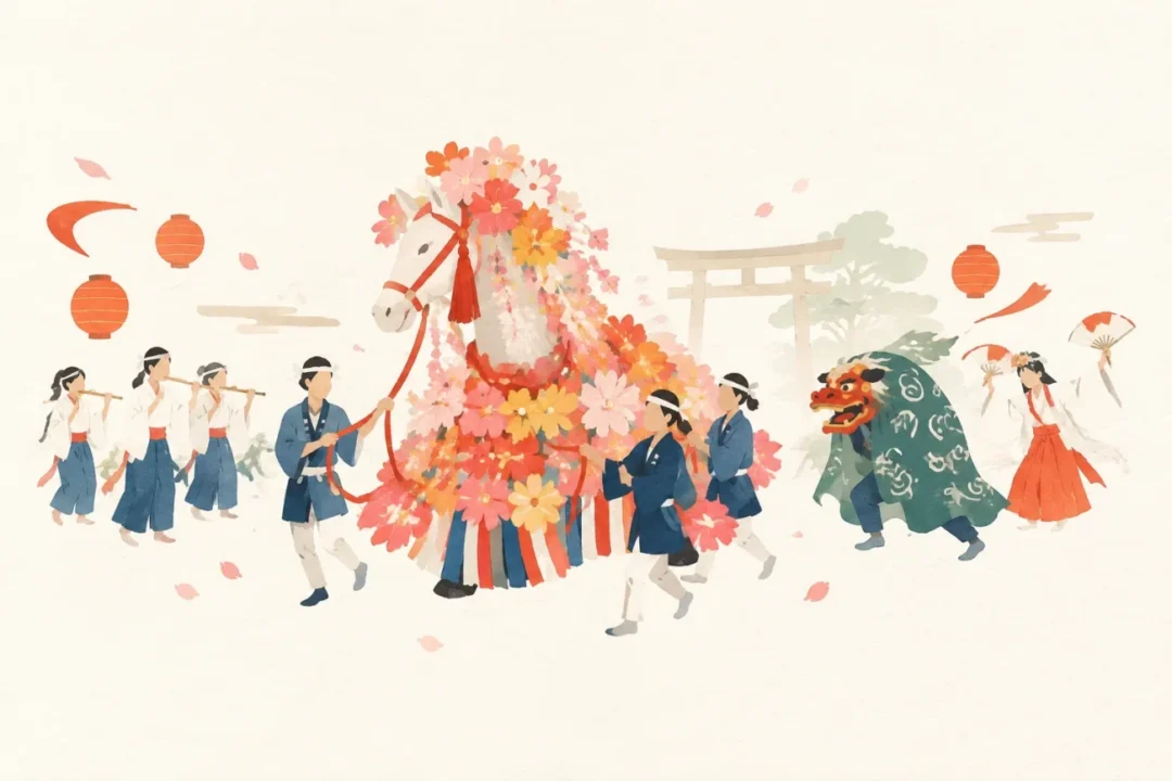花馬神事をテーマにした祭りのイメージ