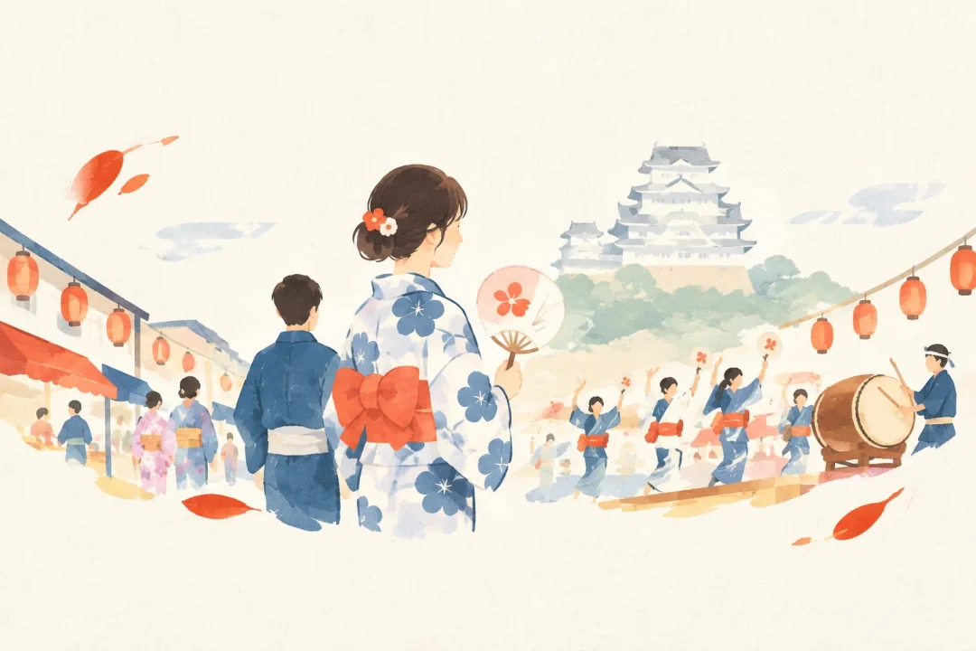 姫路ゆかたまつりをテーマにした祭りのイメージ