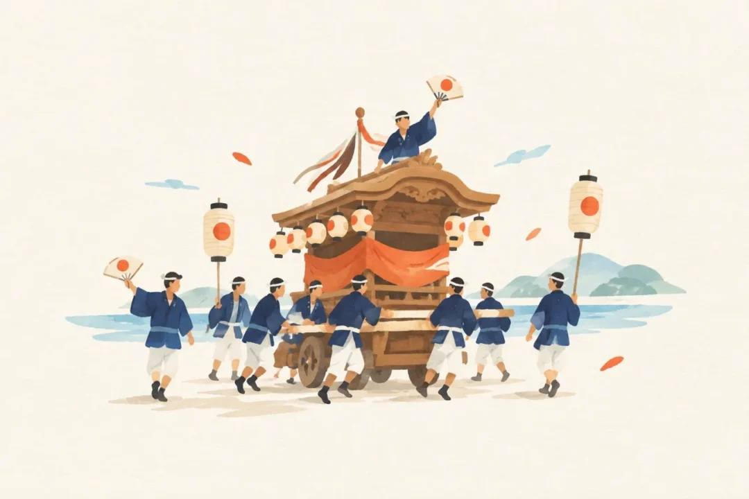 恵美須祭の風流(だんじり)をテーマにした祭りのイメージ