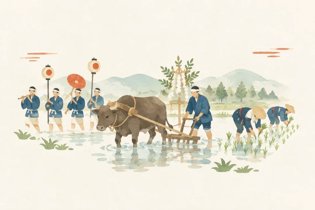角井八幡宮の御田植神事をテーマにした祭りのイメージ