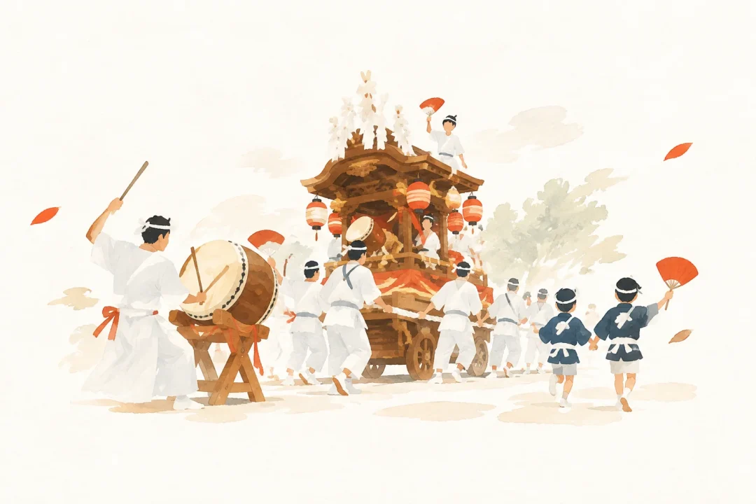 松原神社秋季大祭をテーマにした祭りのイメージ