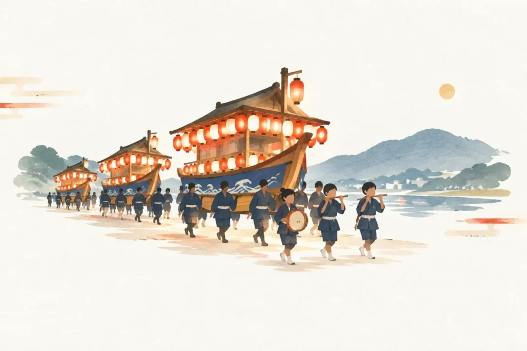 八重管絃祭をテーマにした祭りのイメージ