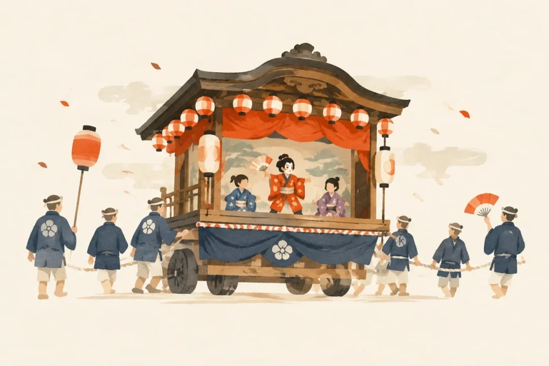 だんじり屋台をテーマにした祭りのイメージ