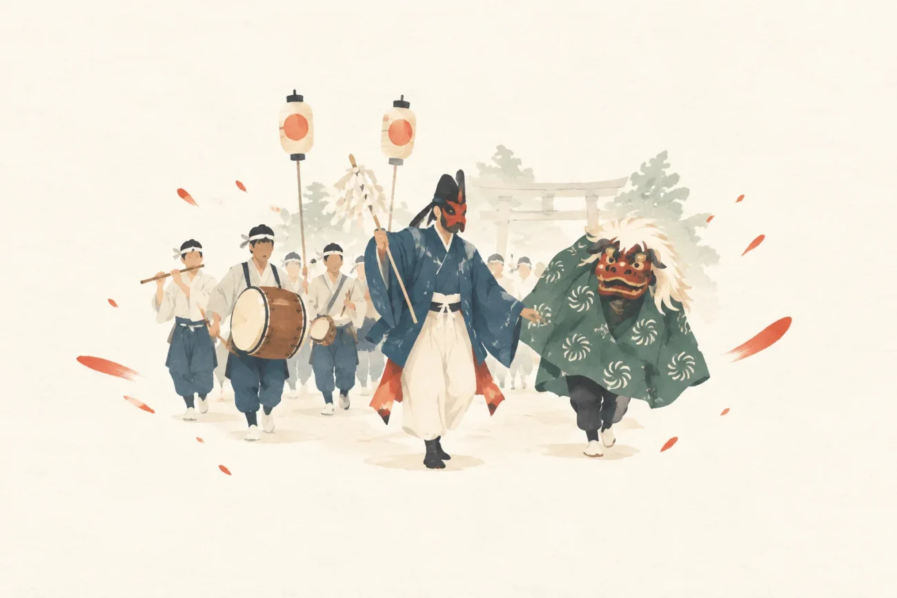 春日神社の神儀をテーマにした祭りのイメージ