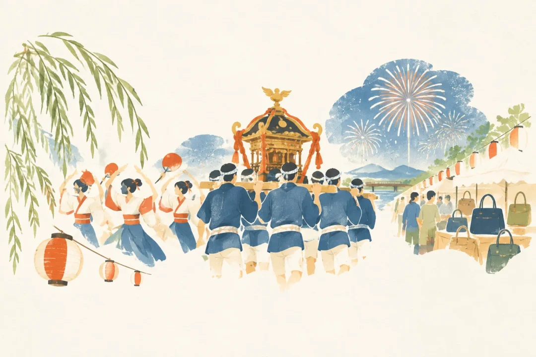 柳まつりをテーマにした祭りのイメージ