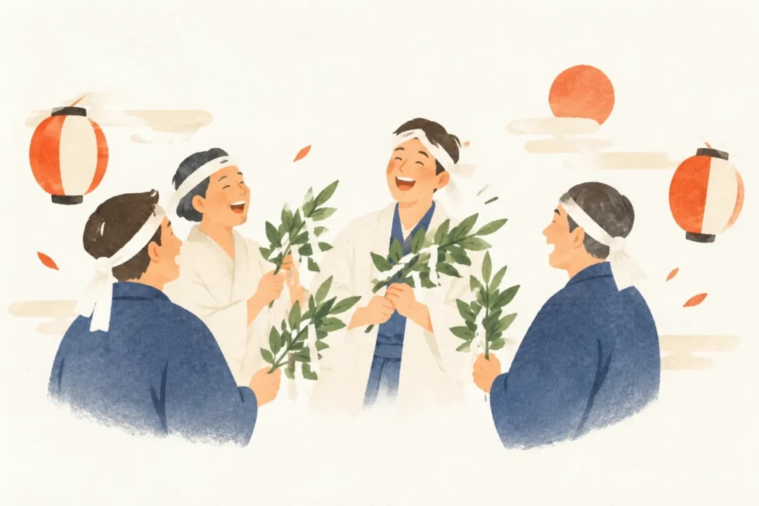 笑い講(神事)をテーマにした祭りのイメージ