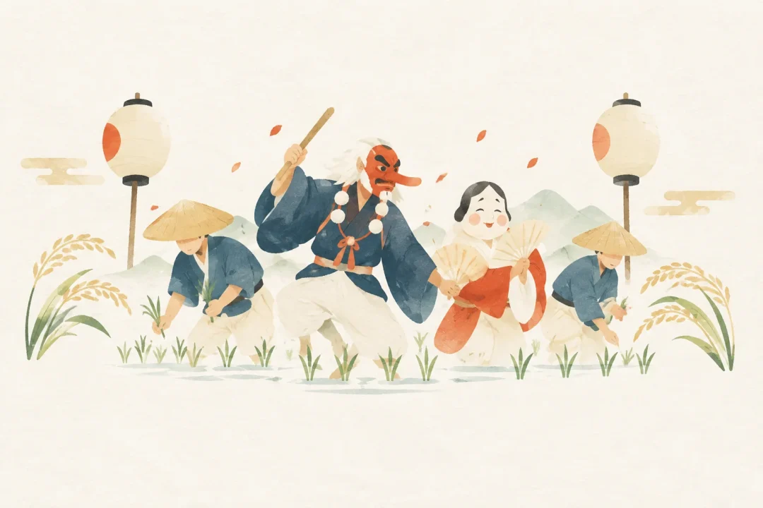 おんだ祭をテーマにした祭りのイメージ