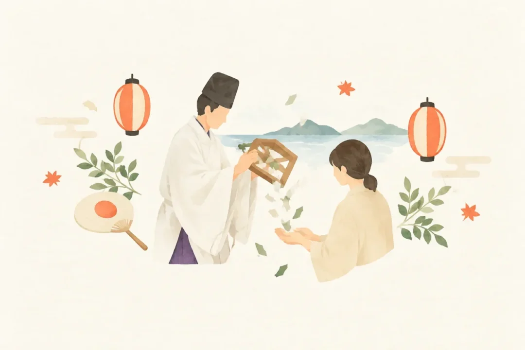 おみどり神事をテーマにした祭りのイメージ