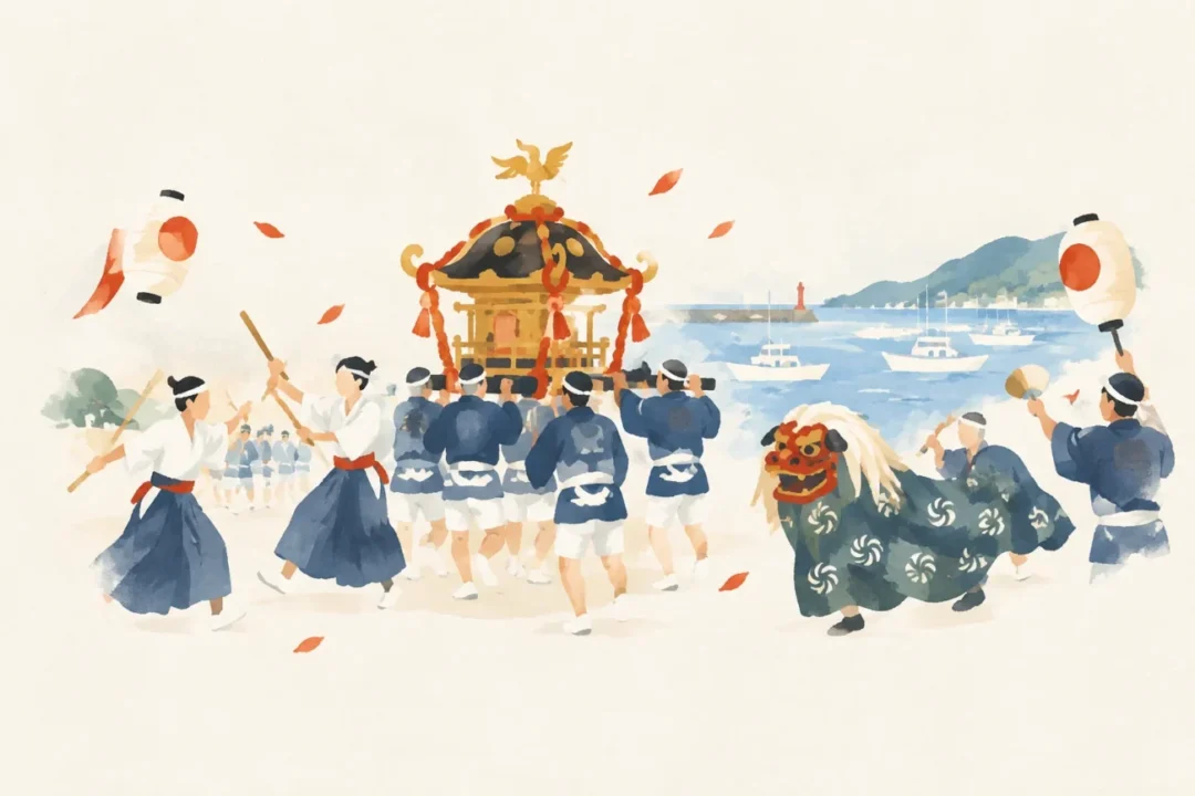 夜須八幡宮神幸行事をテーマにした祭りのイメージ