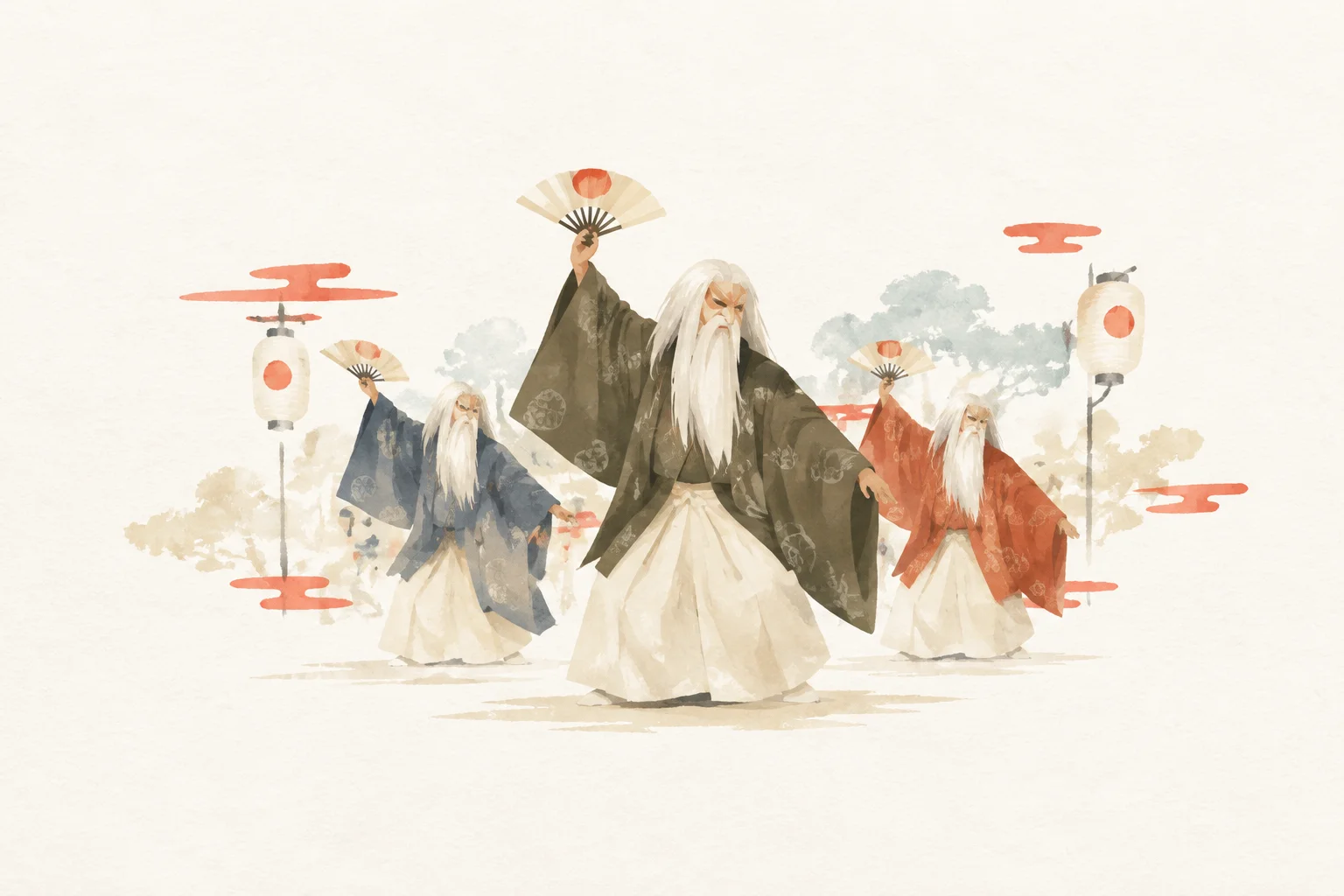 以奈良豆比古神社翁舞为主题的祭典示意图