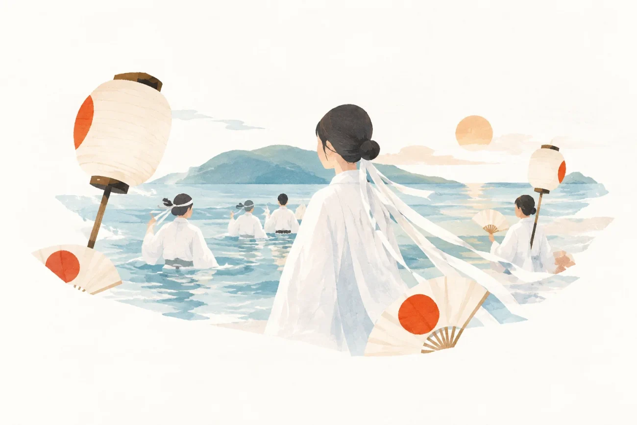 A festival scene inspired by Shiraito no Kantsumisogi