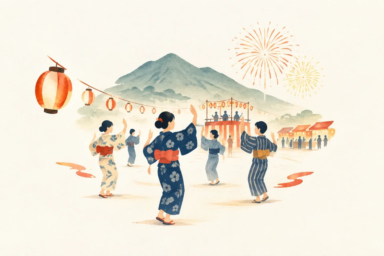 香春盆踊りをテーマにした祭りのイメージ
