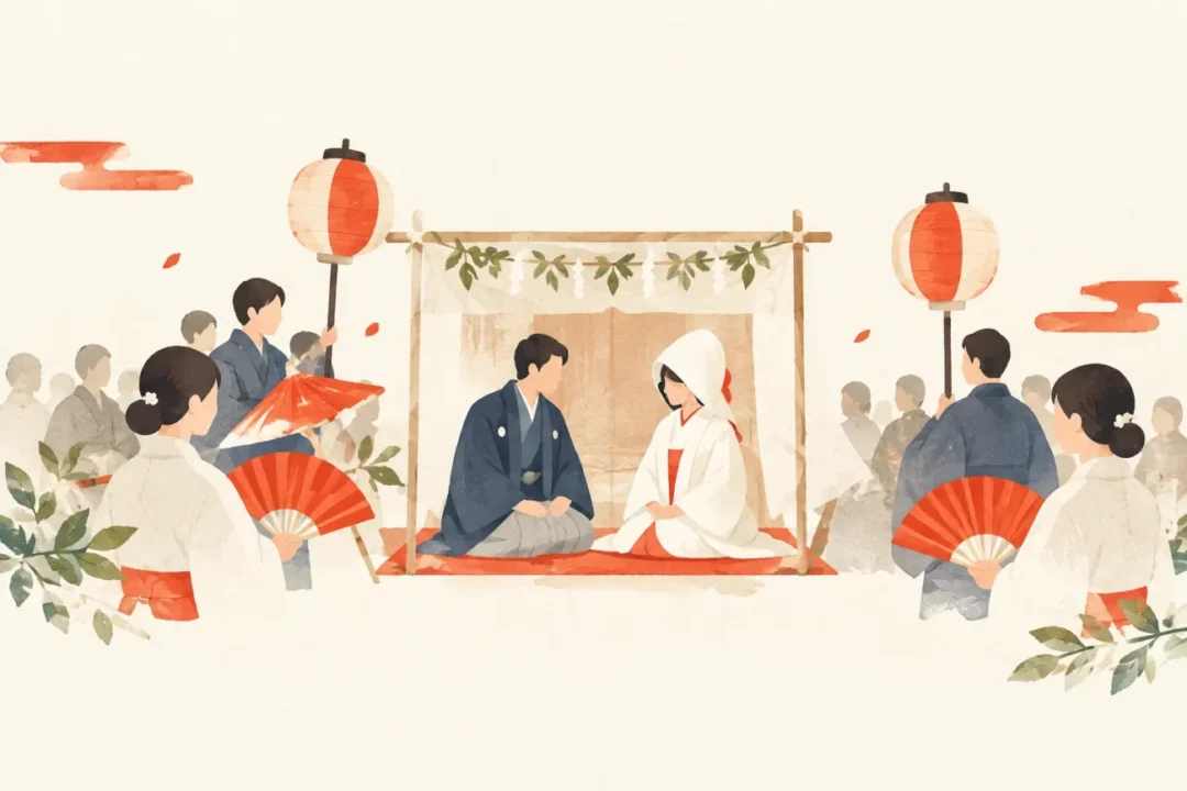 嫁とり祭りをテーマにした祭りのイメージ