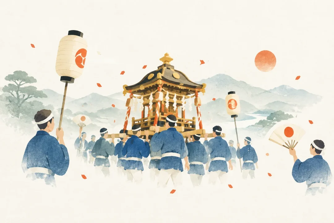 熊野本宮大社例大祭をテーマにした祭りのイメージ