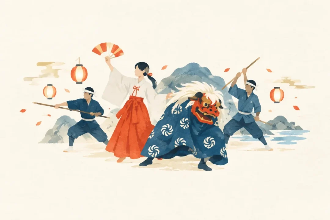 堅浦霜月祭りの芸能をテーマにした祭りのイメージ
