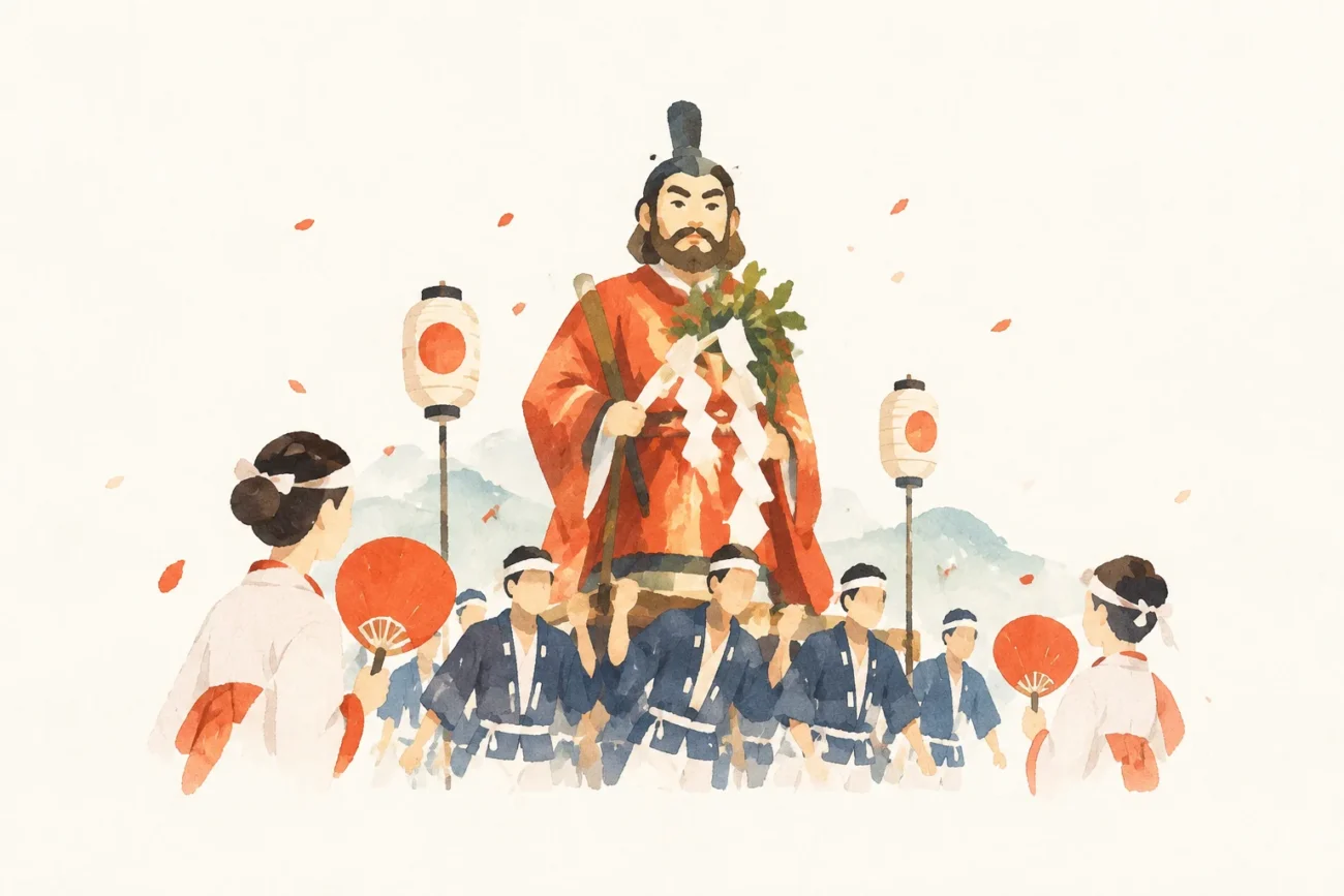 山之口弥五郎どん祭りをテーマにした祭りのイメージ
