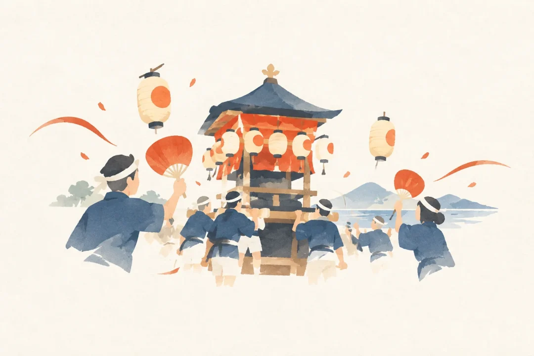 田辺祭をテーマにした祭りのイメージ