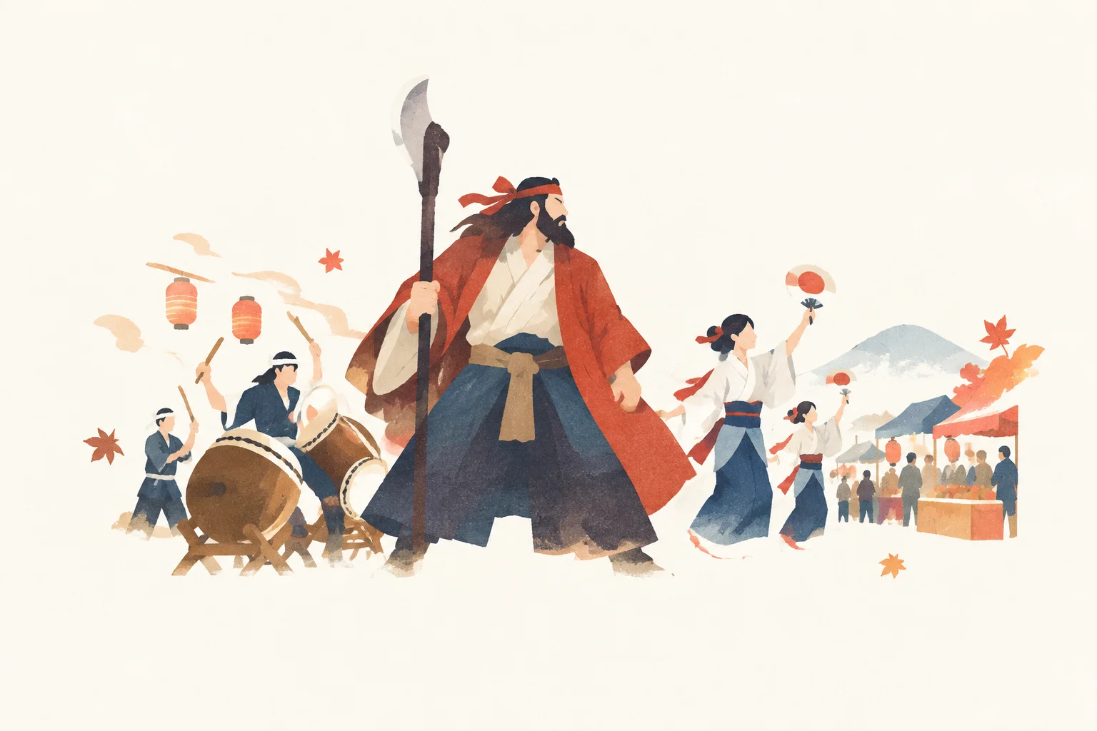 An illustration of a festival themed around the Benkei Festival